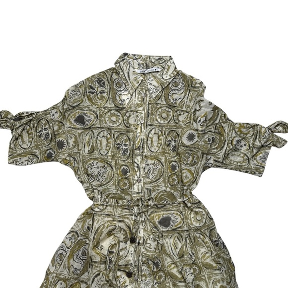 Zara Patterned Shirt Dress Sz S NWT - Picture 3 of 9